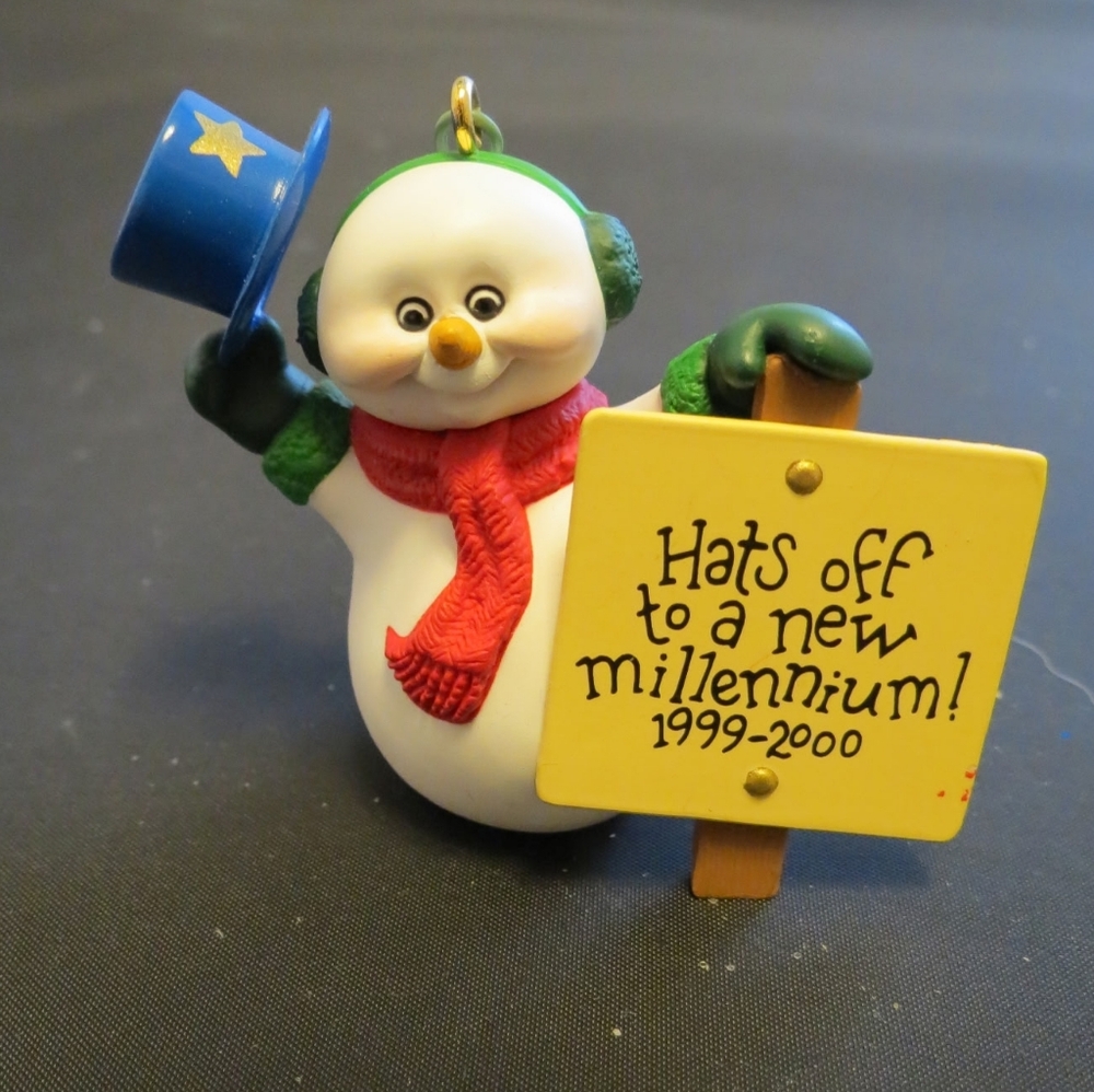 Vintage 1999 Hallmark Keepsake Millennium Snowman Ornament